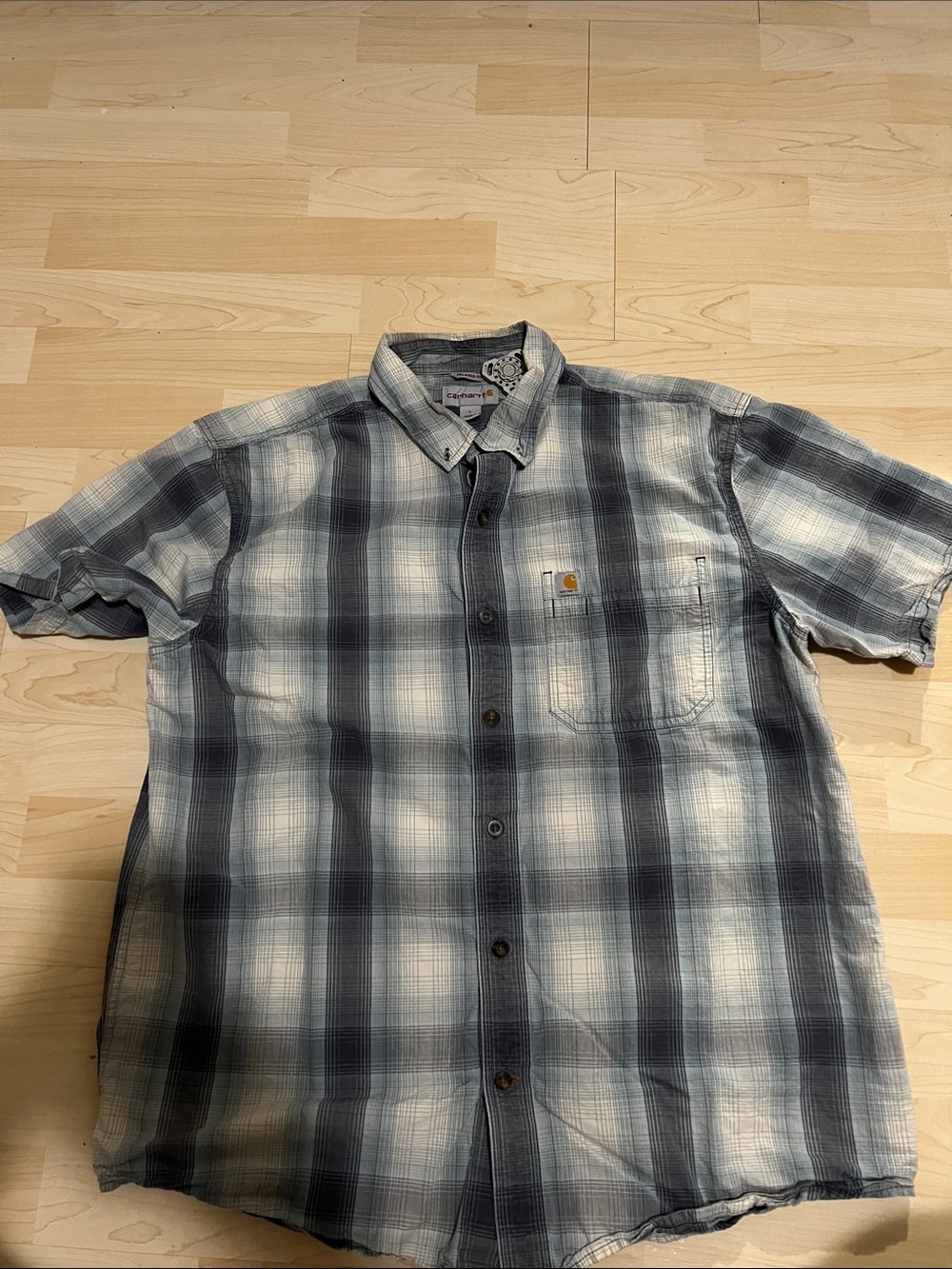 Carhartt Short-Sleeve Plaid Button-Up Shirt - Blue Gray